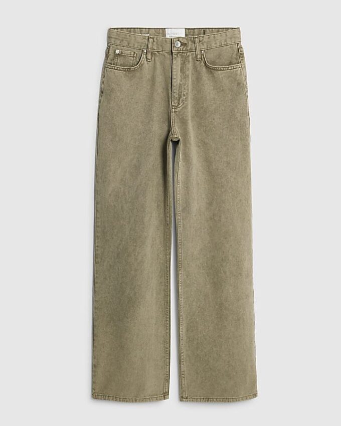 Gröna högmidjade jeans med raka ben