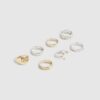 Guld- och silvermetall, multipack med 7 ringar