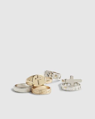 Guld- och silvermetall, multipack med 7 ringar