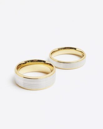 Guld- och stålringar, 2-pack