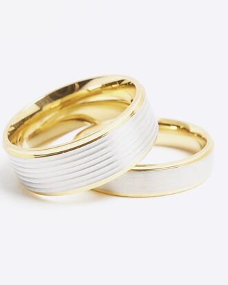 Guld- och stålringar, 2-pack