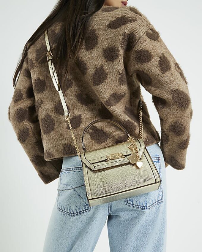 Guldfärgad mini crossbody-väska