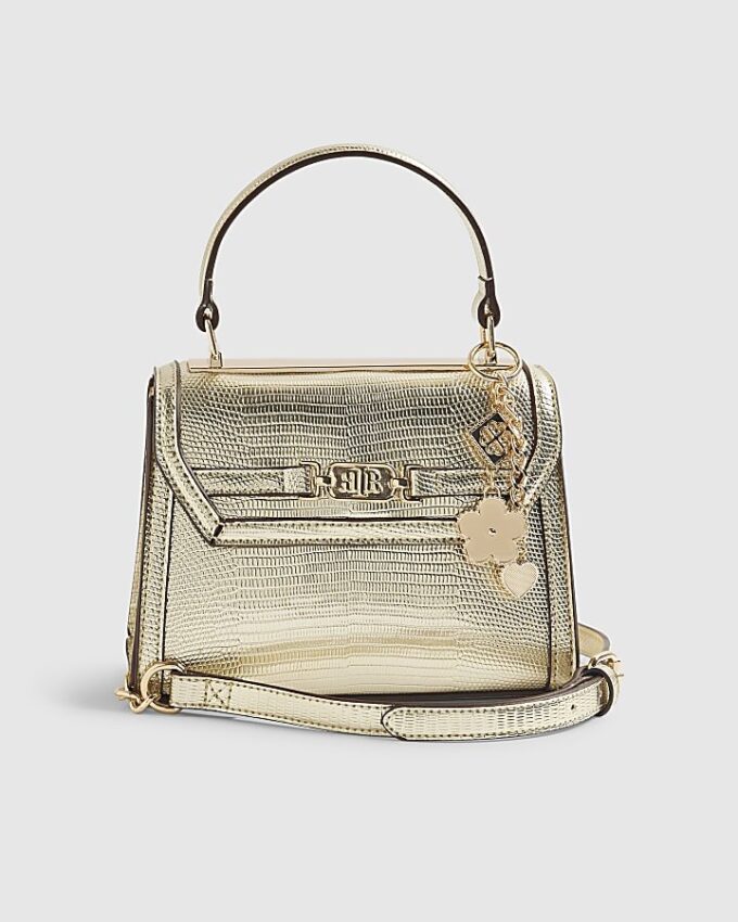 Guldfärgad mini crossbody-väska