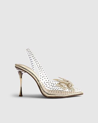Guldfärgade Perspex Butterfly Court Heels