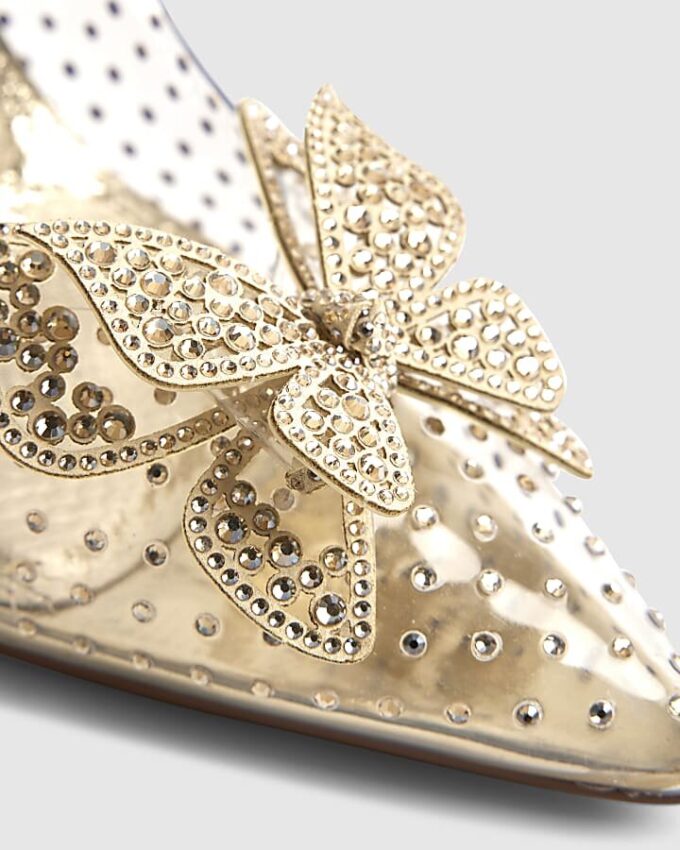 Guldfärgade Perspex Butterfly Court Heels