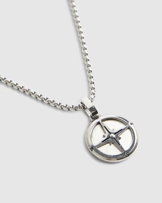 Halsband i silverstål med kompass