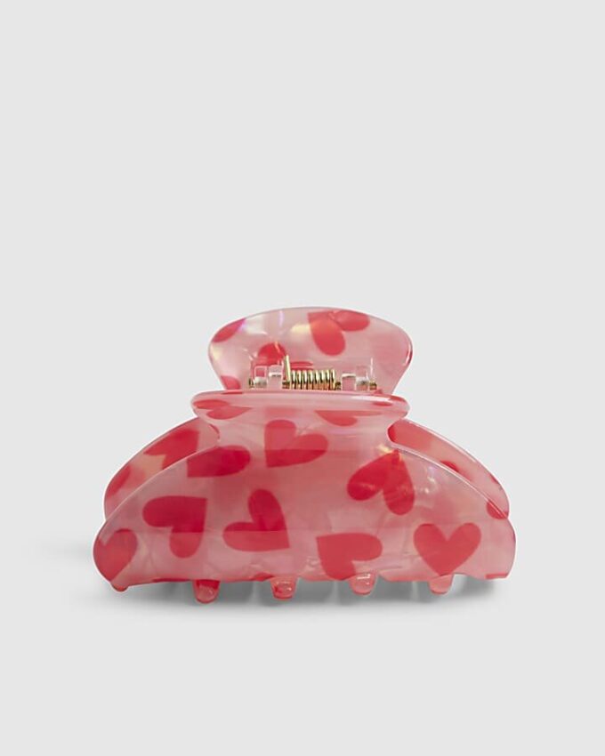 Hårklämma för flickor med rosa hjärtklor