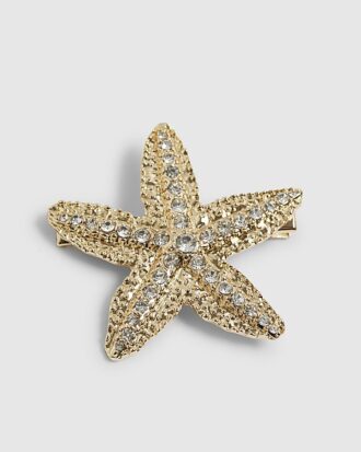 Hårklämma med guldfärgad diamantsimulant och sjöstjärna