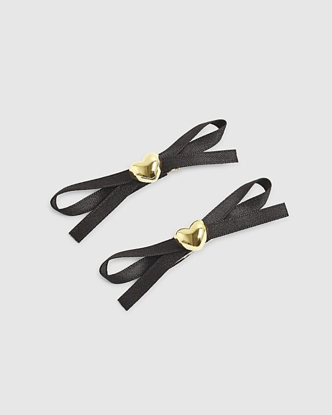 Hårklämmor med svart rosett, 2-pack