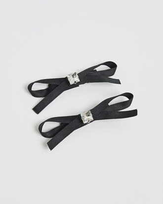 Hårklämmor med svart rosett, 2-pack