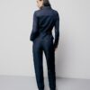 Indigo högmidjade tapered jeans