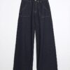 Indigo Mid Rise Tailored Baggy Wide Leg Jeans