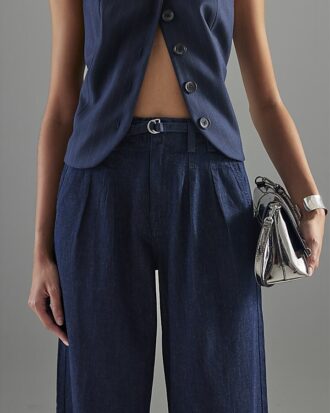 Indigo Wide Leg Tie Front Jeans Indigo Wide Leg Tie Front Jeans