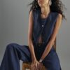Indigo Wide Leg Tie Front Jeans