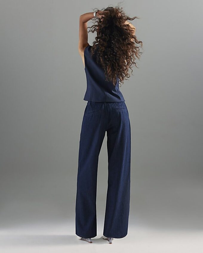 Indigo Wide Leg Tie Front Jeans