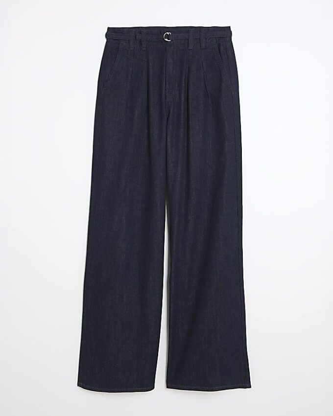Indigo Wide Leg Tie Front Jeans