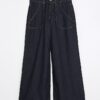 Indigoblå högmidjade baggy jeans med vida ben Indigoblå högmidjade baggy jeans med vida ben