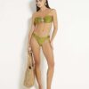 Khaki bandeau-bikinitopp med metallbeslag