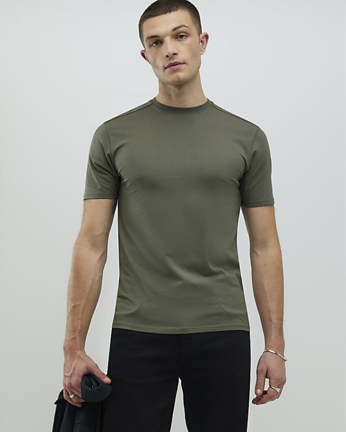 Khaki Muscle Fit T-shirt