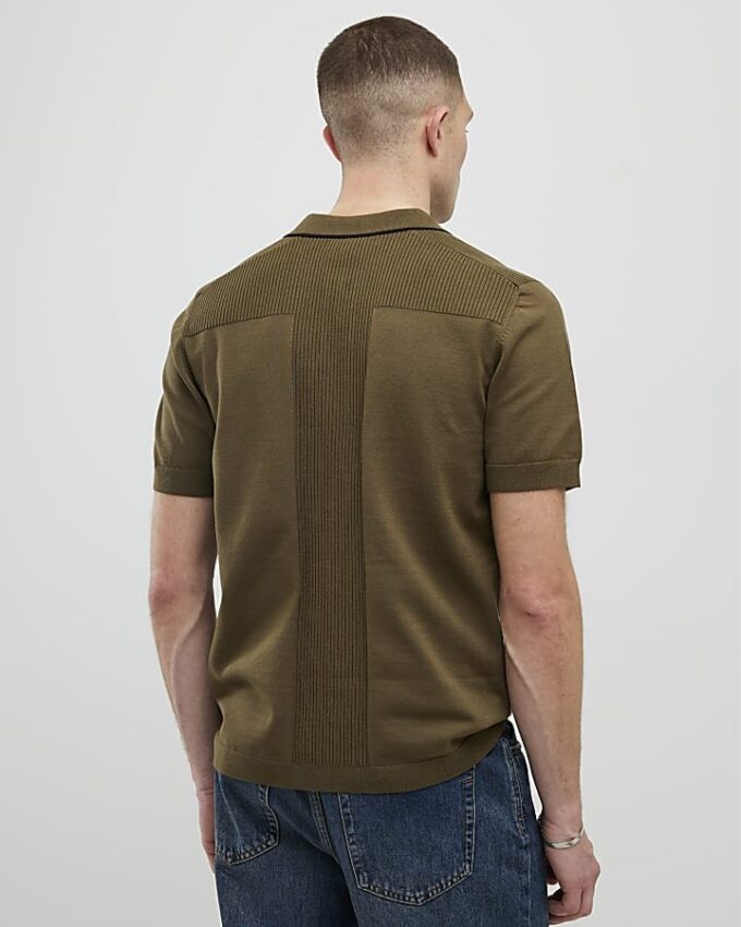 Khakifärgad slim fit-polotröja