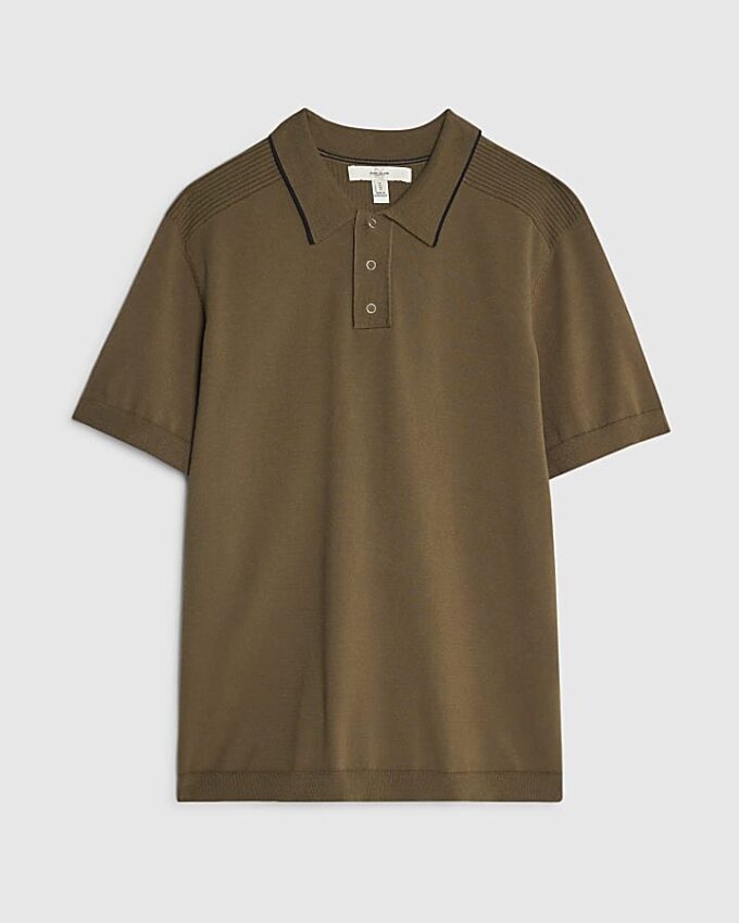Khakifärgad slim fit-polotröja