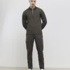 Khakifärgad slim fit-polotröja med struktur