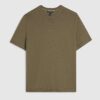 Khakifärgad slim fit-stickad T-shirt
