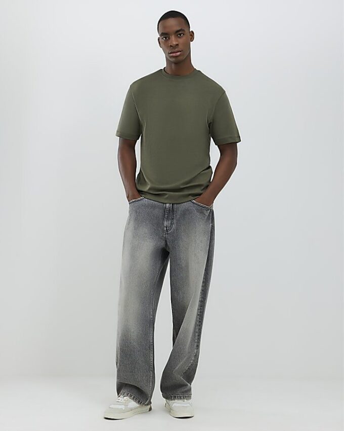 Khakifärgad slim fit-T-shirt Khakifärgad slim fit-T-shirt