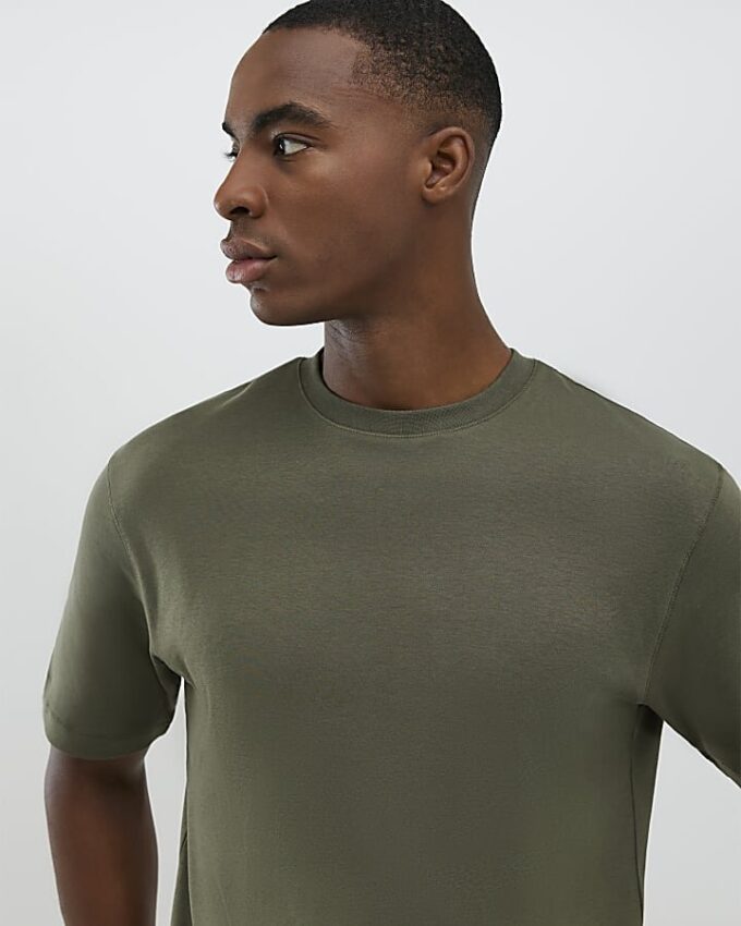 Khakifärgad slim fit-T-shirt Khakifärgad slim fit-T-shirt