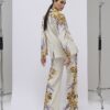 Krämfärgad blazer med blommönster