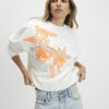 Krämfärgad blommig sweatshirt