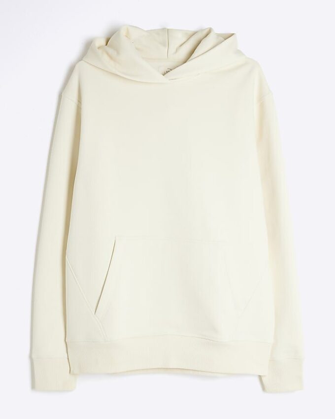 Krämfärgad hoodie med normal passform
