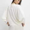 Krämfärgad långärmad batwing-top