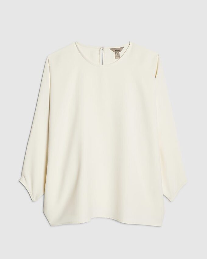 Krämfärgad långärmad batwing-top