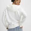 Krämfärgad långärmad hoodie med omlottfront