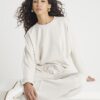 Krämfärgad premium-långärmad batwing-tröja