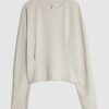 Krämfärgad premium-långärmad batwing-tröja