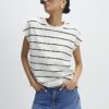 Krämfärgad randig T-shirt med långa ärmar