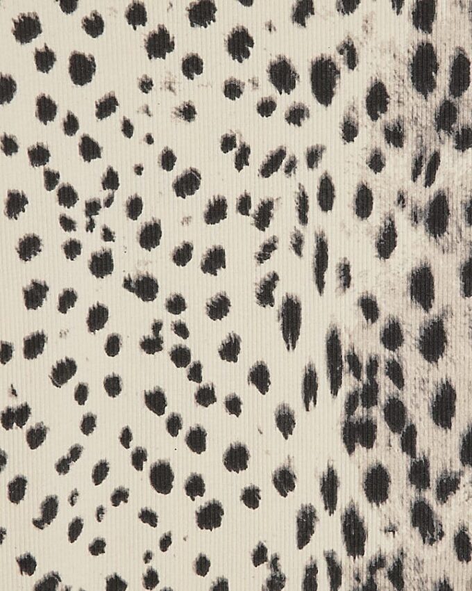 Krämfärgad ribbad midiklänning med leopardmönster