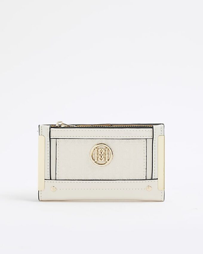 Krämfärgad RR-monogrampräglad miniväska