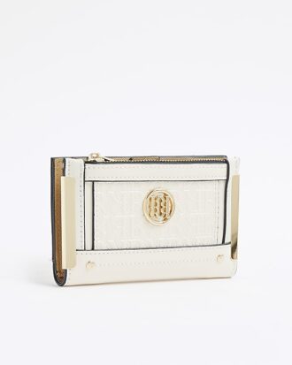 Krämfärgad RR-monogrampräglad miniväska