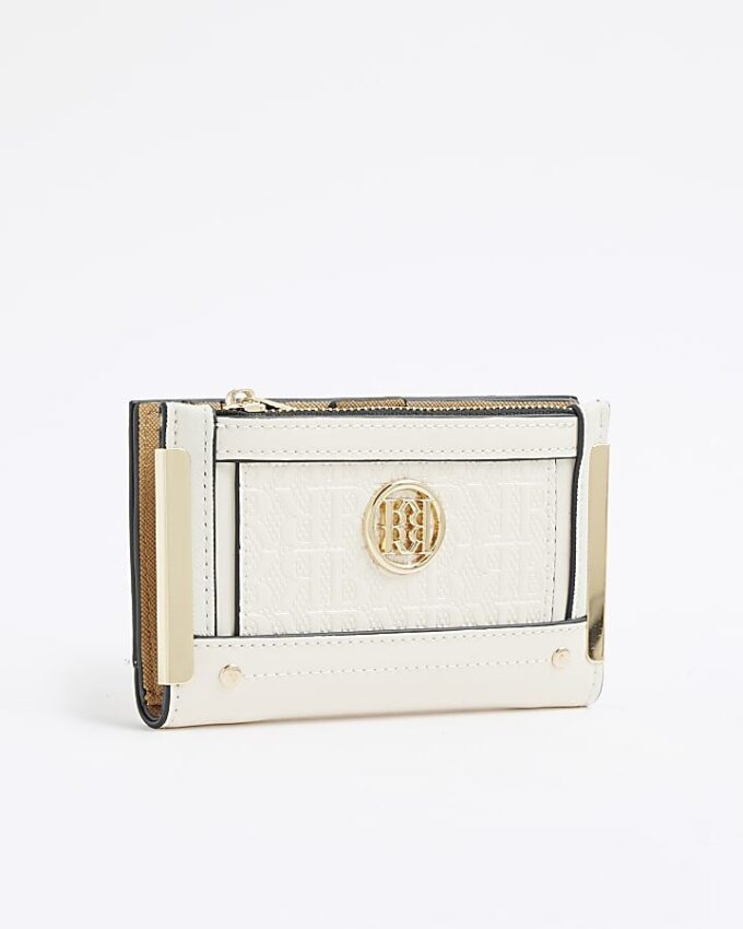 Krämfärgad RR-monogrampräglad miniväska
