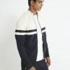 Krämfärgad slim fit-jacka med färgblock