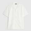 Krämfärgad slim fit-skjorta med revers