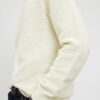 Krämfärgad slim fit-stickad tröja