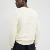 Krämfärgad slim fit-stickad tröja