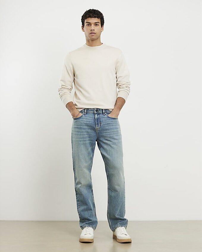 Krämfärgad slim fit-tröja
