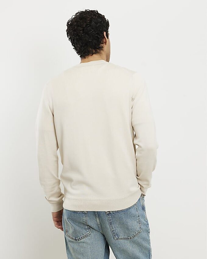 Krämfärgad slim fit-tröja
