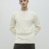 Krämfärgad slim fit-tröja i våffelstickat
