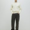 Krämfärgad slim fit-tröja i våffelstickat